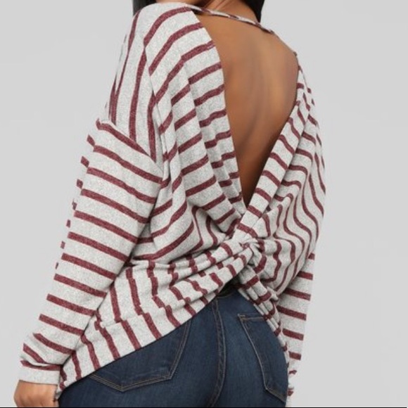 Fashion Nova Tops - 🆕 Striped Open Back Long Sleeve Top